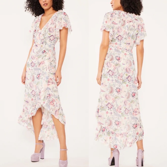 cinq a sept Dresses & Skirts - cinq a‎ sept Sheilla floral midi dress shirt sleeves ruffles summer NWT